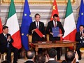 Lễ ký kết Biên bản ghi nhớ về việc Italy gia nhập dự án “Vành đai, con đường” của Trung Quốc dưới sự chứng kiến của hai ông Tập Cận Bình và Giuseppe Conte.