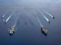 Hai cụm tác chiến tàu sân bay Mỹ tập trận trên Biển Đông (Ảnh: US Navy).