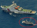 Tảu Hải cảnh Trung Quốc ngăn cản không cho tàu Philippines đến gần bãi Vũng Mây (Ảnh: Sunnews).