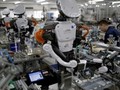 Robot cùng làm việc với nhân viên trong dân chuyền lắp ráp tại một nhà máy của công ty Glory ở phía bắc Tokyo - Ảnh: Reuters