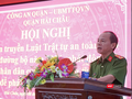 Thượng tá Trần Văn Tám, Trưởng Công an quận Hải Châu phát biểu tại hội nghị