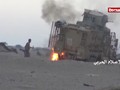 Lực lượng Houthi hủy diệt xe cơ giới của liên minh quân sự do Ả rập Xê út dẫn đầu. Ảnh video truyền thông Houthi