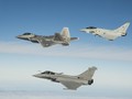 Các máy bay F-22 Raptor, Rafale, Typhoon tham gia diễn tập. Ảnh: The National Interest.