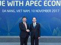 Chủ tịch nước Trần Đại Quang chào đón Chủ tịch Trung Quốc Tập Cận Bình tham dự APEC 2017 tại Đà Nẵng. Ảnh: Xinhuanet.