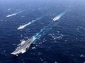 Biên đội tàu sân bay Liêu Ninh, hải quân Trung Quốc trên Biển Đông. Ảnh: Dwnews.