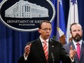 Thứ trưởng Bộ Tư pháp Mỹ Rod Rosenstein thông báo quyết định truy tố 12 nhân viên tình báo Nga vì can thiệp bầu cử Mỹ, Washington ngày 13/7.