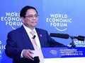 Thủ tướng Phạm Minh Chính phát biểu trước lãnh đạo các tập đoàn của WEF. Ảnh: Dương Giang/TTXVN