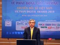 ông Nguyễn Minh Hồng, Chủ tịch Hội Truyền thông Số Việt Nam tại lễ phát động Giải thưởng Vietnam Digital Awards 2019