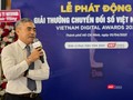 Ông Nguyễn Minh Hồng - Chủ tịch Hội Truyền thông số Việt Nam phát biểu khai mạc họp báo phát động Giải thưởng Chuyển đổi số 2021 tại TP.HCM sáng 1/4 (Ảnh: Hữu Vinh)