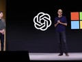 Ông Altman (trái) và ông Nadella tại sự kiện OpenAI DevDay, tổ chức hôm 6 tháng 11 năm 2023 tại San Francisco (ảnh Getty Images)