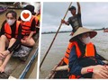 Ca sĩ Thuỷ Tiên lặn lội về cứu trợ bà con vùng bão lũ (Ảnh: FBNV - Hoà Bình ghép) 