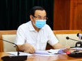 Ủy viên Bộ Chính trị, Bí thư Thành ủy TP.HCM Nguyễn Văn Nên tại cuộc họp. Ảnh TTBC
