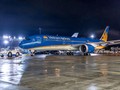 Vietnam Airlines khẳng định, trong tối ngày 28/5/2019, do ảnh hưởng của mưa dông tại khu vực TP. Hồ Chí Minh, nhiều chuyến bay nội địa, quốc tế tại sân bay Tân Sơn Nhất phải thay đổi thời gian khai thác. (Ảnh: VNA)
