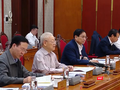 Tổng Bí thư Nguyễn Phú Trọng chủ trì cuộc họp của Bộ Chính trị và Ban Bí thư - ngày 7/4. Ảnh: Minh Lâm - TTXVN.
