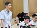Ông Đỗ Hữu Trí - Phó Chánh thanh tra Bộ Thông tin và Truyền thông trao đổi tại buổi họp báo thường kỳ của Bộ.