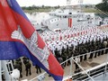 Hải quân Campuchia trong một nghi thức tiếp nhận một tàu tuần tra của Trung Quốc ở căn cứ Ream (ảnh: Asia Times)