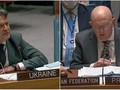 Đại sứ Ukraine tại Liên Hợp Quốc Sergiy Kyslytsya (trái) và người đồng cấp Nga Vassily Nebenzia (Ảnh: Reuters).