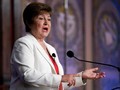 Tổng Giám đốc IMF Kristalina Georgieva trong bài phát biểu tại ĐH Georgetown (Ảnh: AP)
