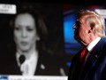 Ông Donald Trump chiếu đoạn video về bà Kamala Harris trong một cuộc vận động tranh cử ở Las Vegas, Nevada, ngày 13/9 (Ảnh Getty)