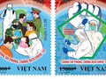 Bộ tem “Chung tay phòng, chống dịch COVID-19”. Ảnh: BYT 