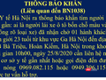 Thông báo khẩn của Sở Y tế Hà Nội (Ảnh: Minh Thúy - nguồn SYT Hà Nội) 