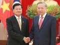 Tổng bí thư Tô Lâm tiếp Tổng bí thư, Chủ tịch nước Lào nhân dịp Lễ mở ký Công ước Hà Nội