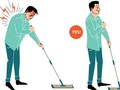 Tư thế lau dọn nhà cửa sai cách dễ dẫn đến bệnh đau lưng. Ảnh minh họa: Internet