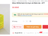 Đình chỉ lưu hành toàn quốc lô kem mụn và thâm Miss White