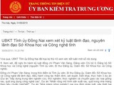 Ủy ban Kiểm tra Trung ương thông tin: Đồng Nai xem xét, kỷ luật nhiều cán bộ