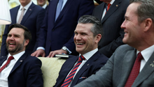 Bộ trưởng Quốc phòng Mỹ Pete Hegseth, Phó Tổng thống J.D. Vance và Cố vấn An ninh Quốc gia Mike Waltz trong cuộc gặp Tổng thư ký NATO Mark Rutte tại Nhà Trắng ngày 13/3. Ảnh: Reuters.