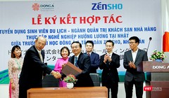 Sáng 19/10, Tập đoàn Zensho (Nhật Bản) vừa ký kết biên bản thỏa thuận với Đại học Đông Á trong việc tuyển dụng sinh viên Du lịch-ngành Quản trị khách sạn, nhà hàng sang Nhật thực tập nghề và hưởng lương.