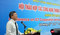 Ông Nguyễn Quang Thanh, Giám đốc Sở TT & TT TP Đà Nẵng chia sẻ tại Hội thảo. Ảnh Hồ Xuân Mai.