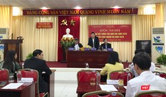 Ông Trần Đình Hồng - Trưởng Ban Tuyên giáo Thành ủy Đà Nẵng phát biểu tại hội nghị Tổng kết công tác báo chí năm 2019 và triển khai nhiệm vụ năm 2020