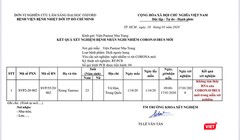 Phiếu xét nghiệm mẫu bệnh phẩm của du khách Xiong Tianzuo đối với chủng virus nCoV gây bệnh viêm phổi cấp tính ở TP Vũ Hán.