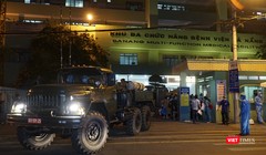 Xe phun hóa chất của Tiểu đoàn Phòng hóa 78 - Bộ Tham mưu Quân khu 5 làm nhiệm vụ phun khủ trùng