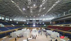 Sau 1 buổi thi công, các buồng bệnh tại bệnh viện dã chiến Cung thể thao Tiên Sơn đã định hình