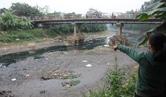 Sông Nhuệ đang bị ô nhiễm do nước thải sinh hoạt tại các khu đô thị lân cận.