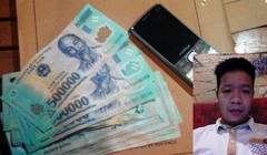 Tang vật 20 triệu đồng và đối tượng phạm tội.