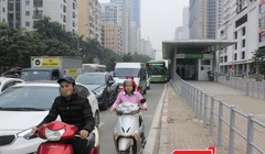 Từ khi vận hành tuyến buýt nhanh chưa có hiện tượng ùn tắc nghiêm trọng giao thông - Ảnh: Q.V