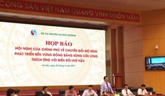Buổi họp báo tại trụ sở Bộ Tài nguyên và Môi trường - Ảnh: Q.V