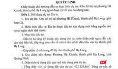 Tỉnh Quảng Ninh vừa chấp thuận chủ trương đầu tư Khu đô thị phường Hà Khánh (giai đoạn 2), TP Hạ Long.