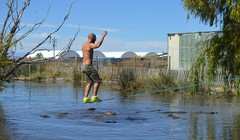 Đứng tim với màn biểu diễn trên dây thép vờn cá sấu