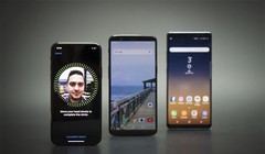 Samsung Galaxy Note 8, iPhone X và OnePlus 5T đều sở hữu công nghệ nhận dạng khuôn mặt. (Ảnh: Phone Arena)
