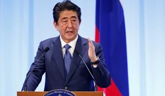 Thủ tướng Nhật Bản Shinzo Abe phát biểu trong cuộc gặp với Tổng thống Nga Vladimir Putin tại Osaka, Nhật Bản ngày 29.6.2019. Ảnh: Bdnews24