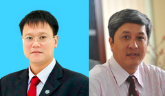PGS.TS Lê Hải An (bên trái) - tân Thứ trưởng Bộ Giáo dục và Đào tạo và PGS.TS Nguyễn Trường Sơn (bên phải) - tân Thứ trưởng Bộ Y tế 