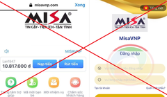 Hình ảnh website giả mạo MISA yêu cầu khách hàng nạp tiền lên hệ thống nhằm lừa đảo chiếm đoạt tài sản