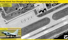 Hình ảnh vệ tinh chụp cho thấy 4 chiếc J-10 đỗ trên đường băng sân bay ở đảo Phú Lâm, Hoàng Sa 