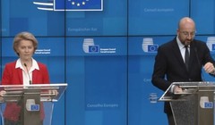 Chủ tịch Ủy ban châu Âu Ursula von der Leyen tuyên bố chính thức đóng cửa Liên minh châu Âu (Ảnh: Đông Phương).