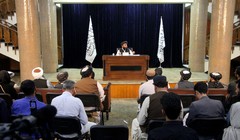 Ngày 21/9, Taliban tổ chức họp báo quốc tế thông báo về một số vấn đề quan trọng (Ảnh: Dwnews).