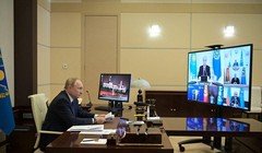 Tổng thống Nga Putin tham dự Hội nghị trực tuyến các nhà lãnh đạo CSTO từ Điện Kremlin (Ảnh: RIA).